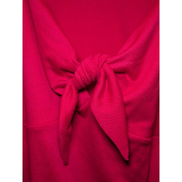 Ava & Viv Tie Front Blouse 3X Plus Size Hot Pink Puff Sleeve Barbiecore Top - Picture 3 of 6